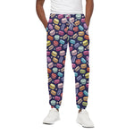 Cartoon Macaron Pattern Print Cotton Pants