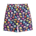 Cartoon Macaron Pattern Print Cotton Shorts
