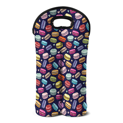 Cartoon Macaron Pattern Print Double Neoprene Wine Tote