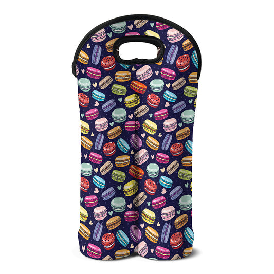 Cartoon Macaron Pattern Print Double Neoprene Wine Tote