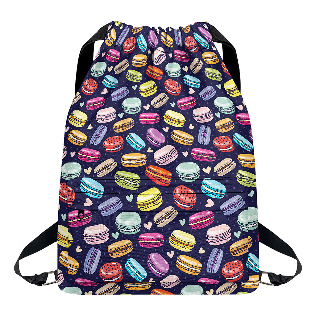 Cartoon Macaron Pattern Print Drawstring Backpack