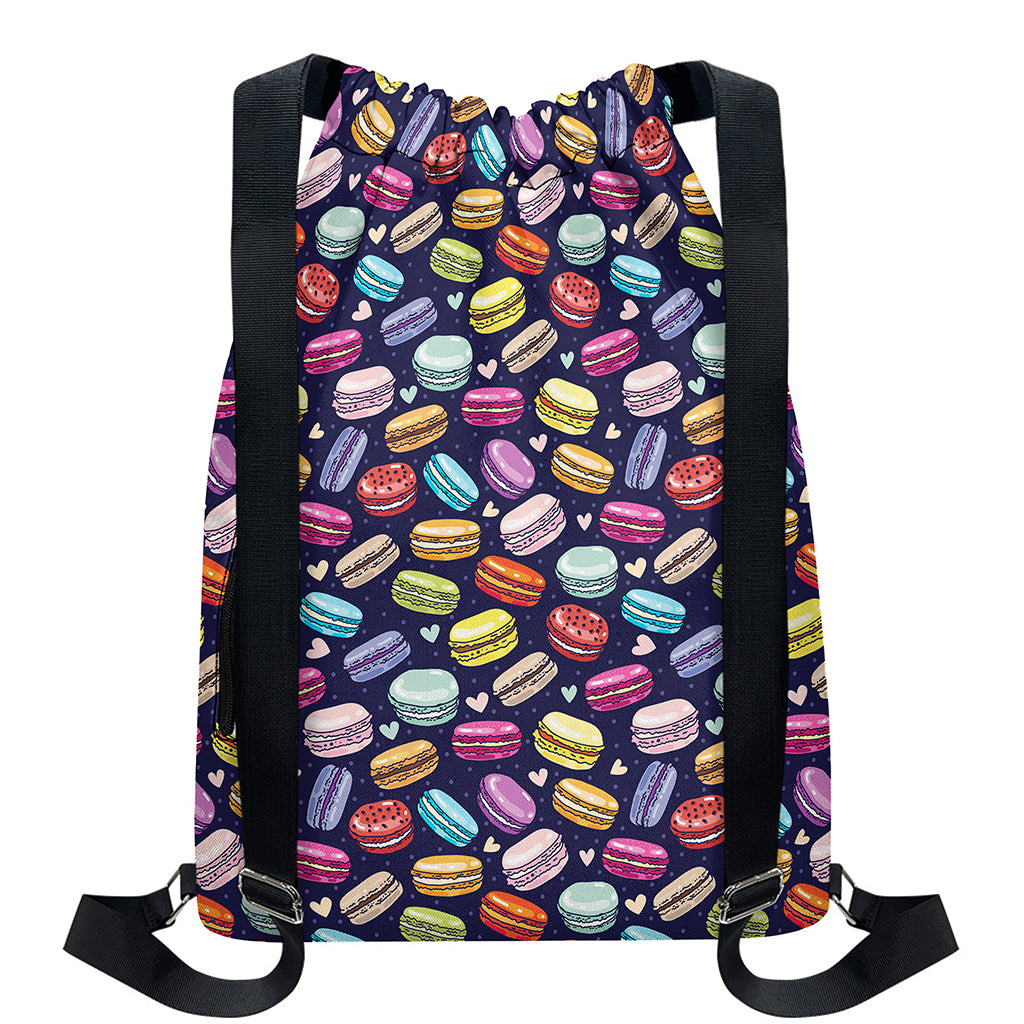 Cartoon Macaron Pattern Print Drawstring Backpack