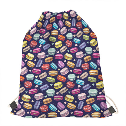 Cartoon Macaron Pattern Print Drawstring Bag