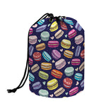 Cartoon Macaron Pattern Print Drawstring Makeup Bag