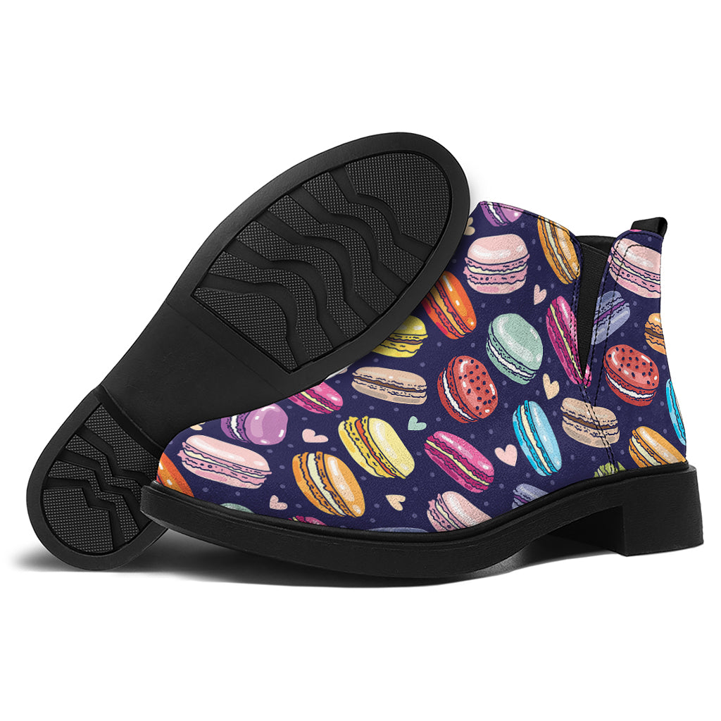 Cartoon Macaron Pattern Print Flat Ankle Boots