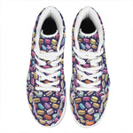 Cartoon Macaron Pattern Print High Top Leather Sneakers