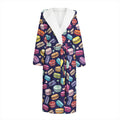 Cartoon Macaron Pattern Print Hooded Bathrobe