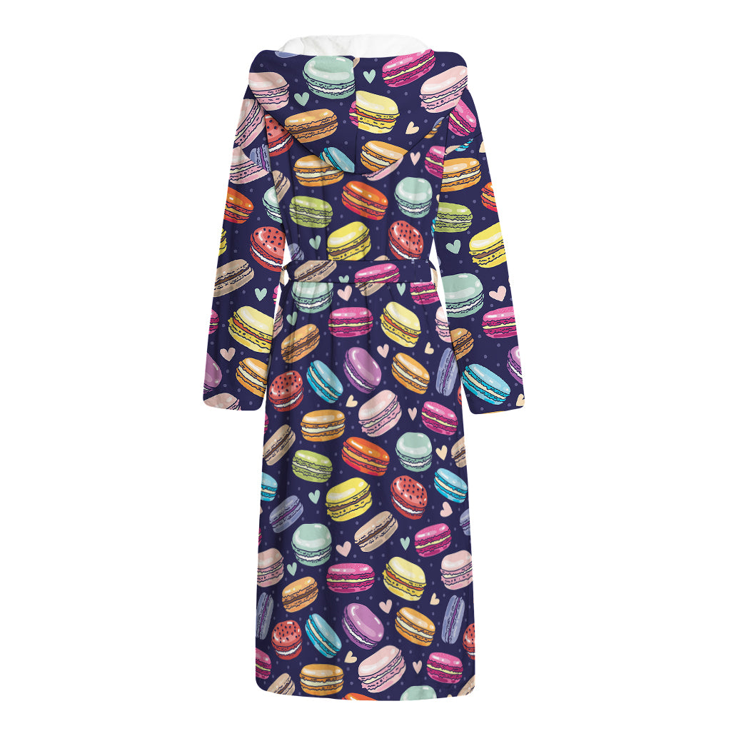 Cartoon Macaron Pattern Print Hooded Bathrobe