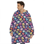 Cartoon Macaron Pattern Print Hoodie Blanket