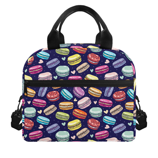Cartoon Macaron Pattern Print Insulated Lunch Bag