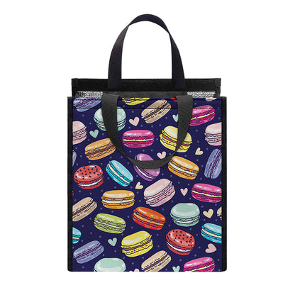 Cartoon Macaron Pattern Print Insulated Lunch Tote