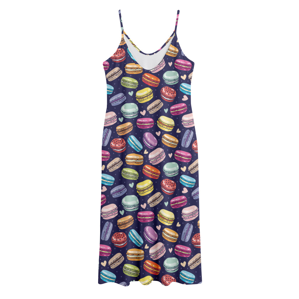 Cartoon Macaron Pattern Print Jersey Midi Cami Dress