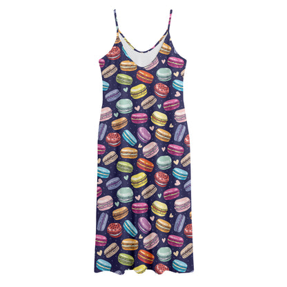 Cartoon Macaron Pattern Print Jersey Midi Cami Dress