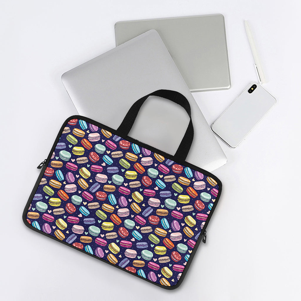 Cartoon Macaron Pattern Print Laptop Sleeve With Handle
