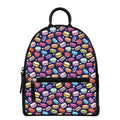 Cartoon Macaron Pattern Print Leather Backpack
