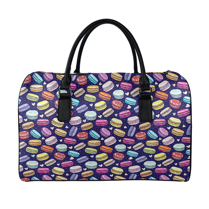 Cartoon Macaron Pattern Print Leather Duffle Bag