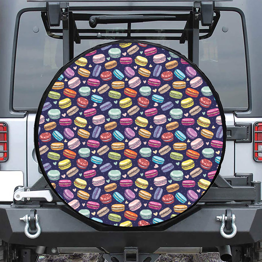 Cartoon Macaron Pattern Print Leather Spare Tire Cover