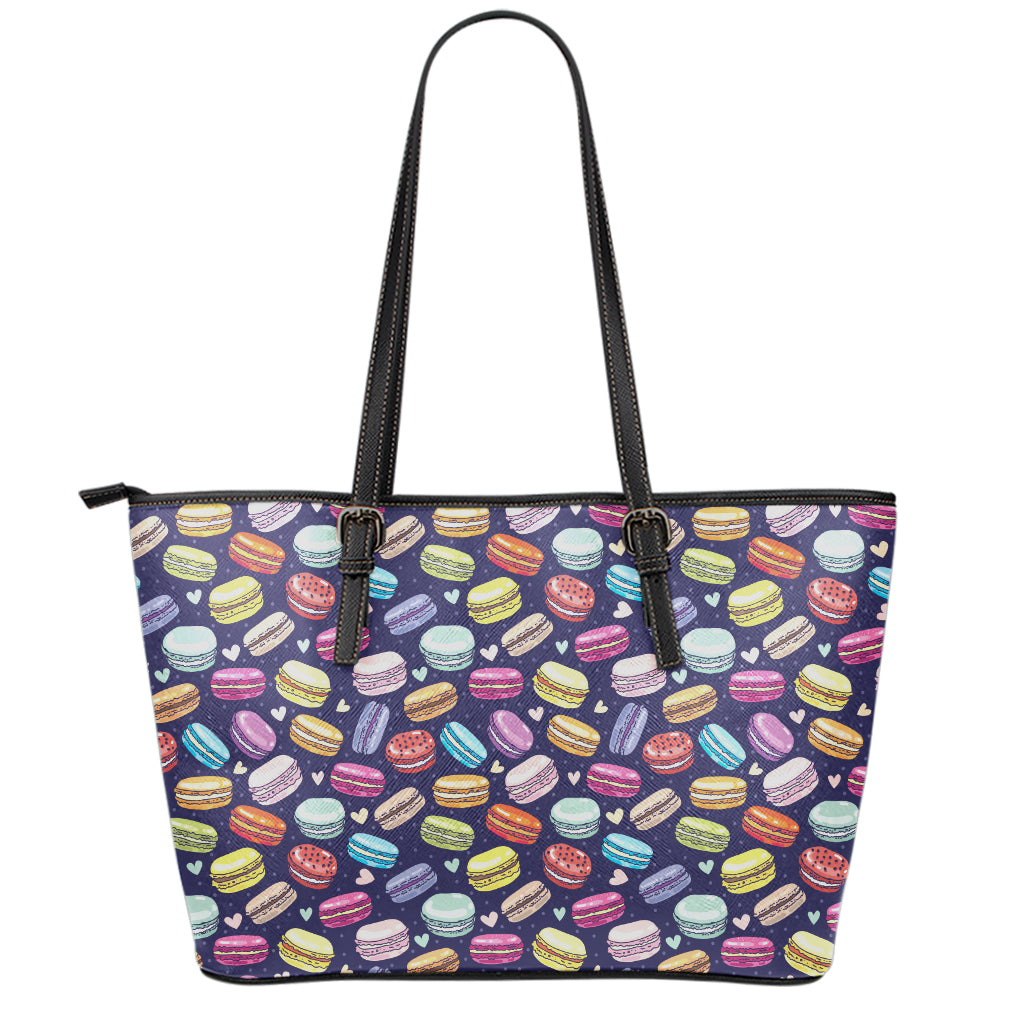 Cartoon Macaron Pattern Print Leather Tote Bag