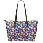 Cartoon Macaron Pattern Print Leather Tote Bag