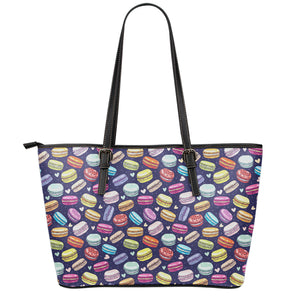 Cartoon Macaron Pattern Print Leather Tote Bag