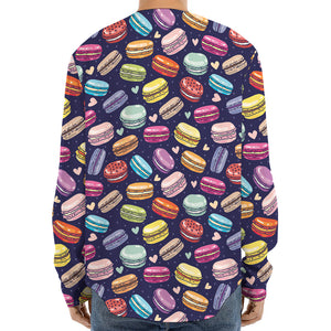 Cartoon Macaron Pattern Print Long Sleeve Baseball Jersey