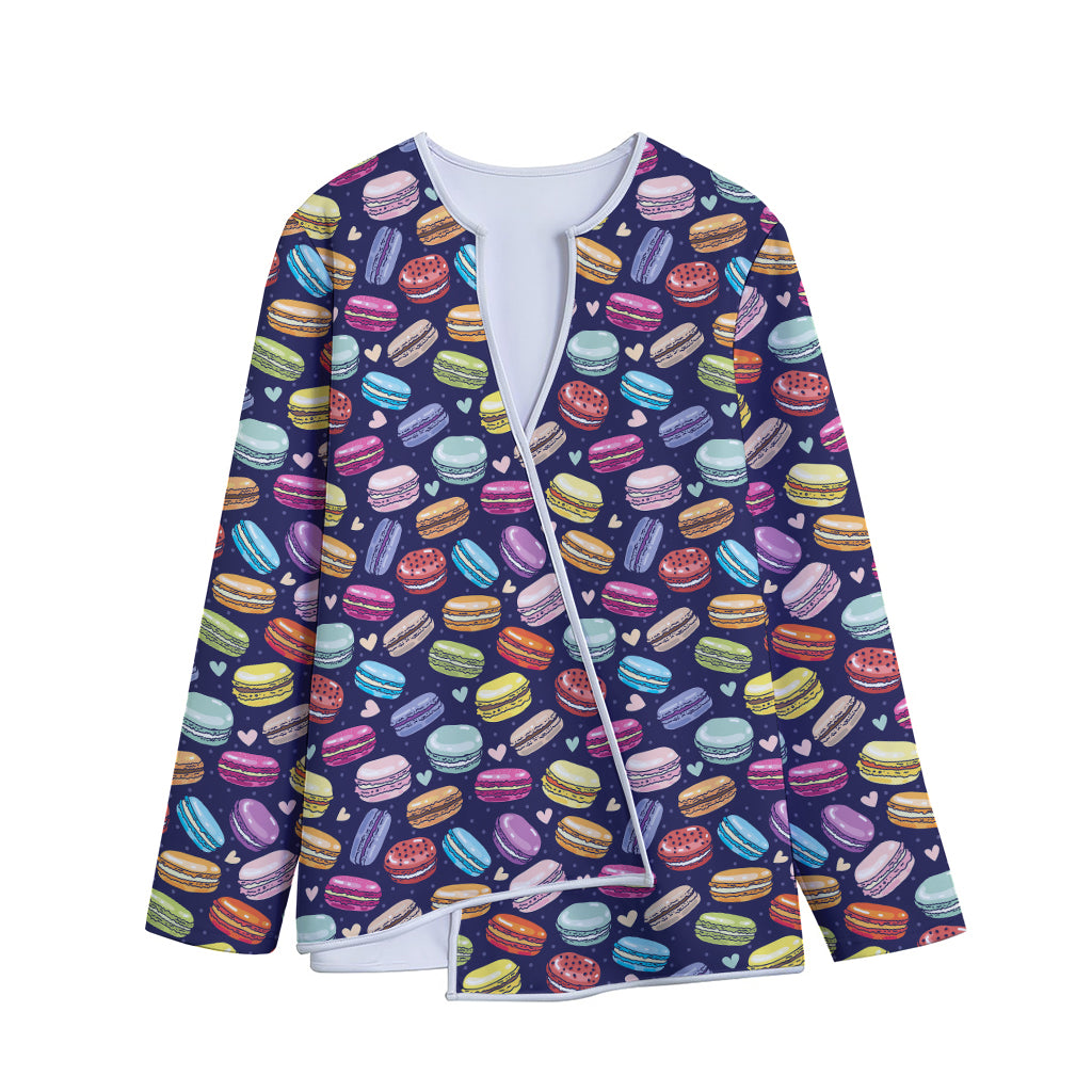 Cartoon Macaron Pattern Print Long Sleeve Short Coat