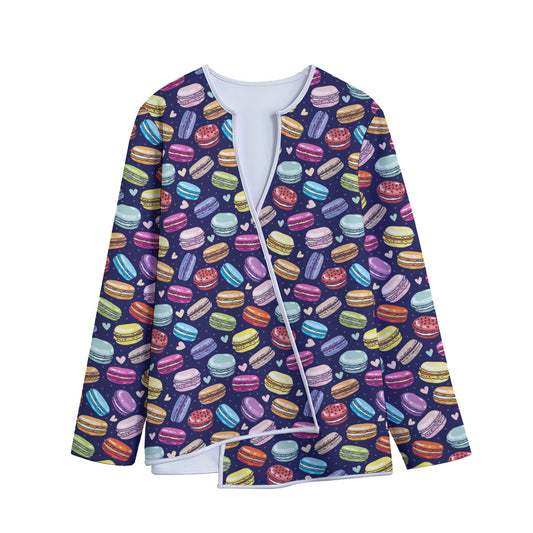 Cartoon Macaron Pattern Print Long Sleeve Short Coat
