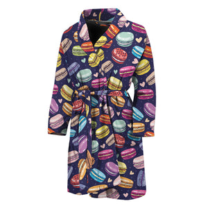 Cartoon Macaron Pattern Print Men's Bathrobe