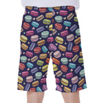 Cartoon Macaron Pattern Print Men's Beach Shorts