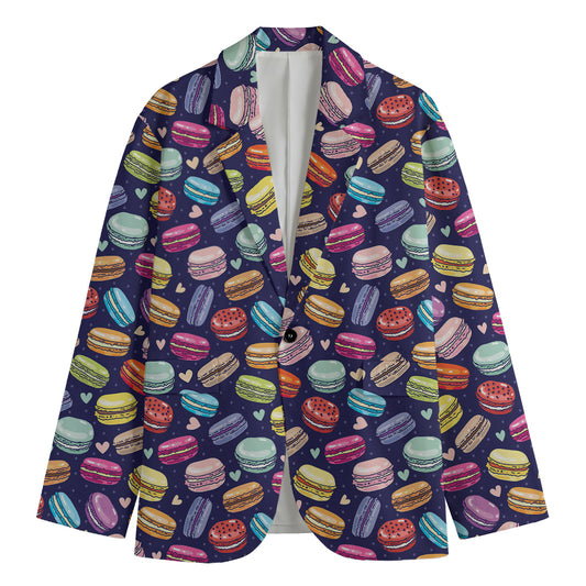 Cartoon Macaron Pattern Print Men's Blazer