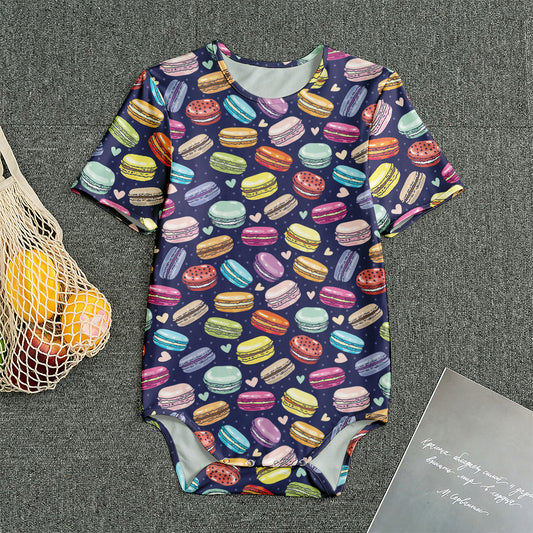 Cartoon Macaron Pattern Print Men's Bodysuit