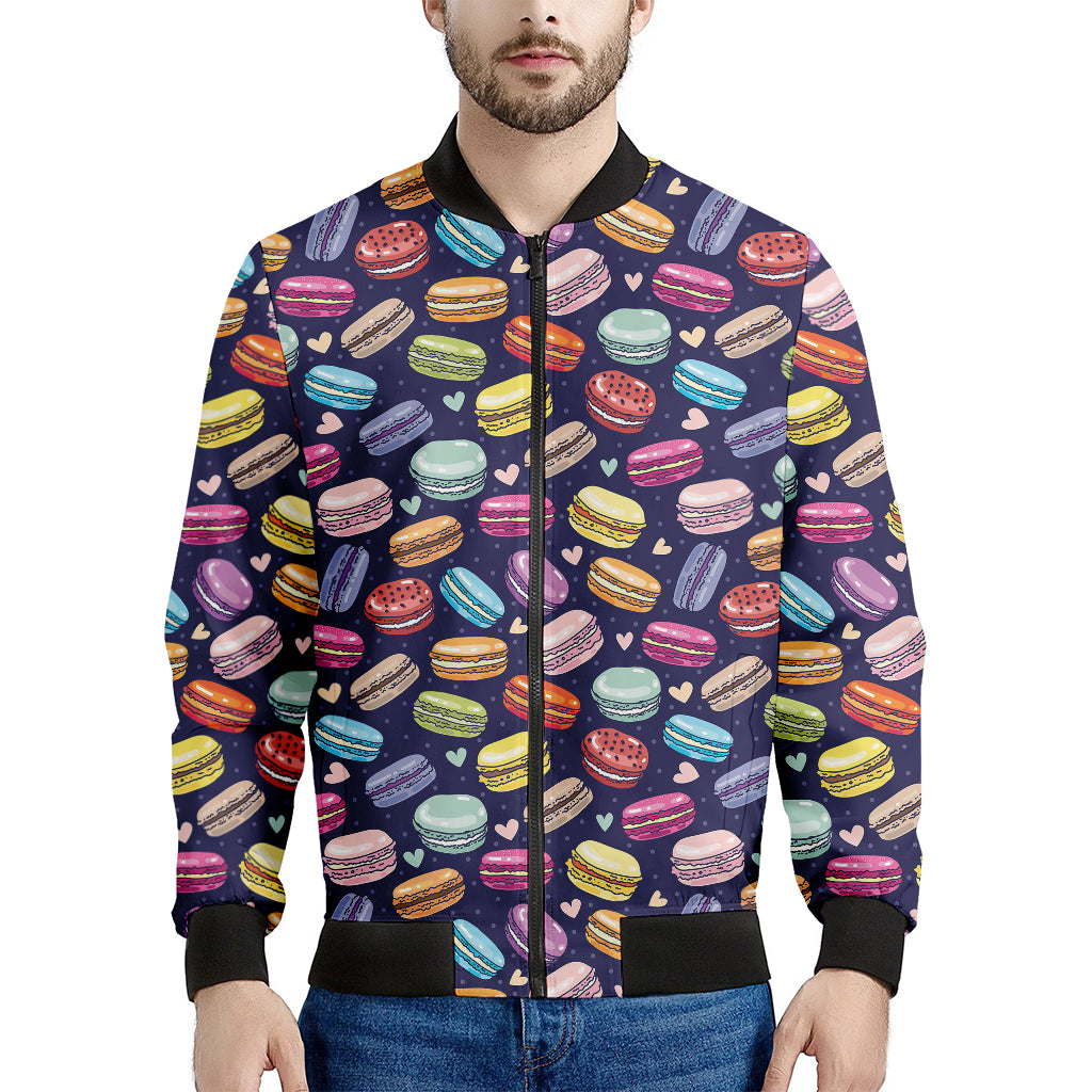 Cartoon Macaron Pattern Print Men's Bomber Jacket