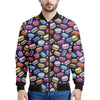 Cartoon Macaron Pattern Print Men's Bomber Jacket