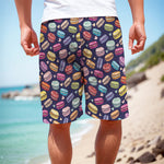 Cartoon Macaron Pattern Print Men's Cargo Shorts