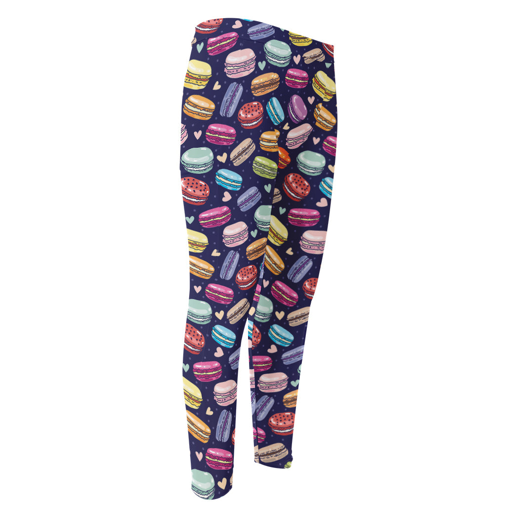 Cartoon Macaron Pattern Print Men's Compression Pants