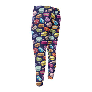 Cartoon Macaron Pattern Print Men's Compression Pants