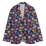 Cartoon Macaron Pattern Print Men's Cotton Blazer