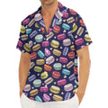 Cartoon Macaron Pattern Print Men's Deep V-Neck Shirt