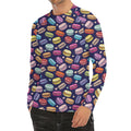 Cartoon Macaron Pattern Print Men's Long Sleeve Rash Guard
