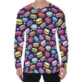 Cartoon Macaron Pattern Print Men's Long Sleeve T-Shirt