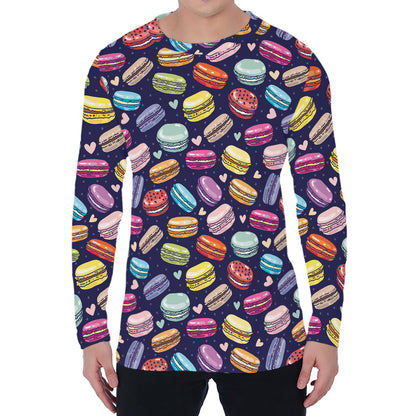 Cartoon Macaron Pattern Print Men's Long Sleeve T-Shirt