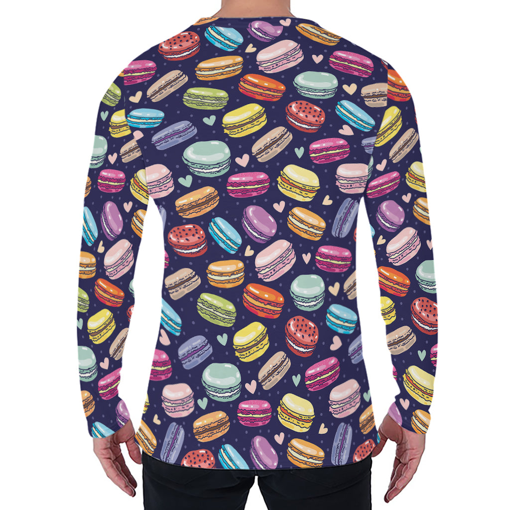 Cartoon Macaron Pattern Print Men's Long Sleeve T-Shirt