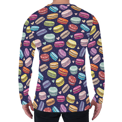 Cartoon Macaron Pattern Print Men's Long Sleeve T-Shirt