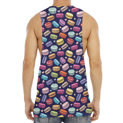 Cartoon Macaron Pattern Print Men's Muscle Tank Top