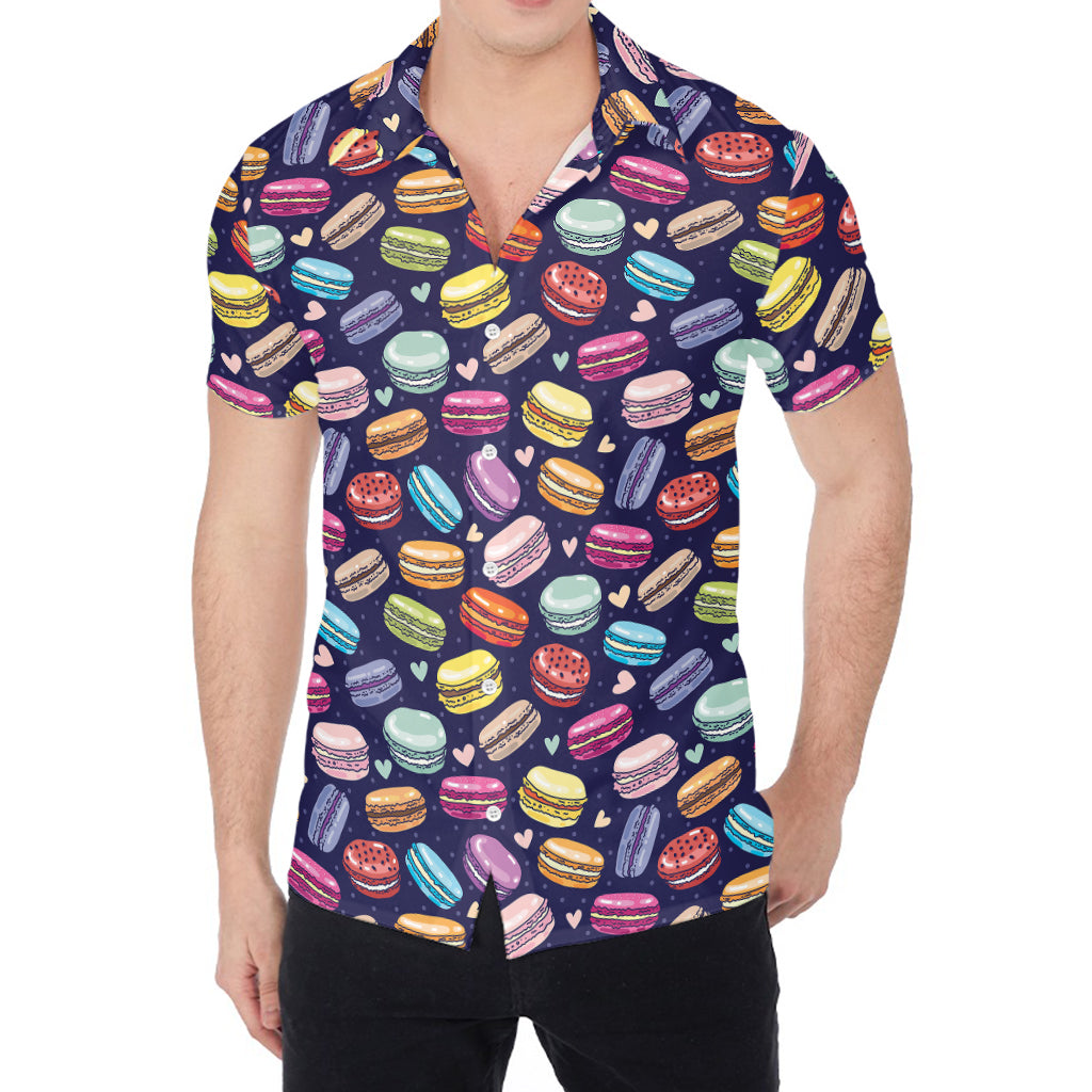 Cartoon Macaron Pattern Print Men's Shirt
