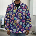 Cartoon Macaron Pattern Print Men's Shirt Jacket