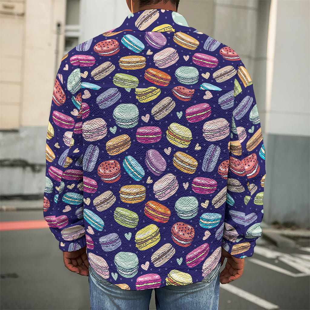 Cartoon Macaron Pattern Print Men's Shirt Jacket