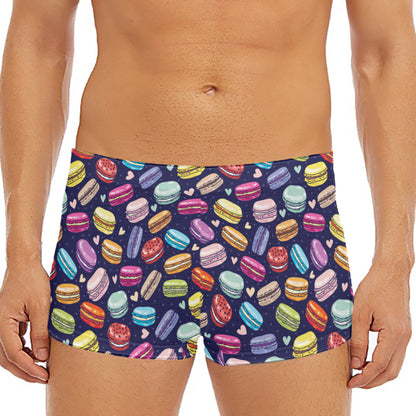 Cartoon Macaron Pattern Print Men's Short Boxer Briefs