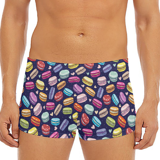 Cartoon Macaron Pattern Print Men's Short Boxer Briefs
