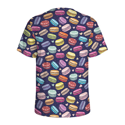 Cartoon Macaron Pattern Print Men's Sports T-Shirt